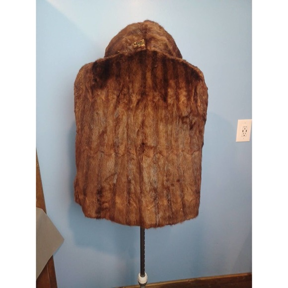 IR Fox New York Striped Fur Wrap Cape Women One Size Brown 1950 - Picture 9 of 15
